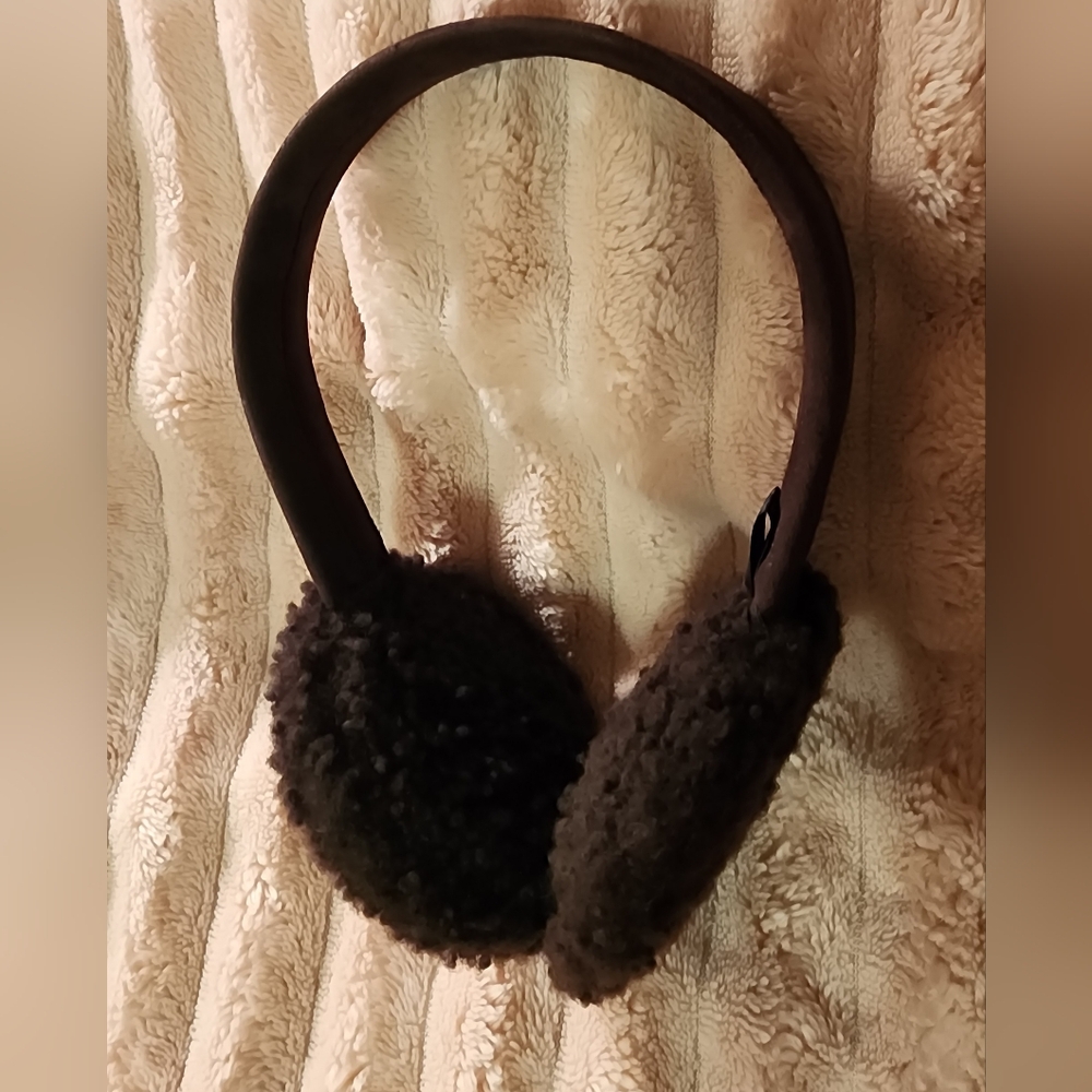Chocolate Brown Suede And Sheepskin Earmuffs Excellent Used Condition